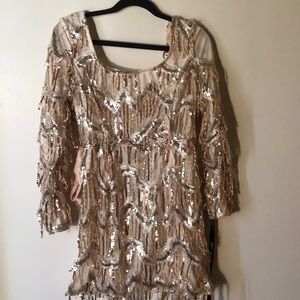 Nude extreme open back sequin bodycon Dress -14